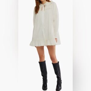 Free People
5 O'clock Tea Time Tie Neckline Long Sleeve Mini Dress